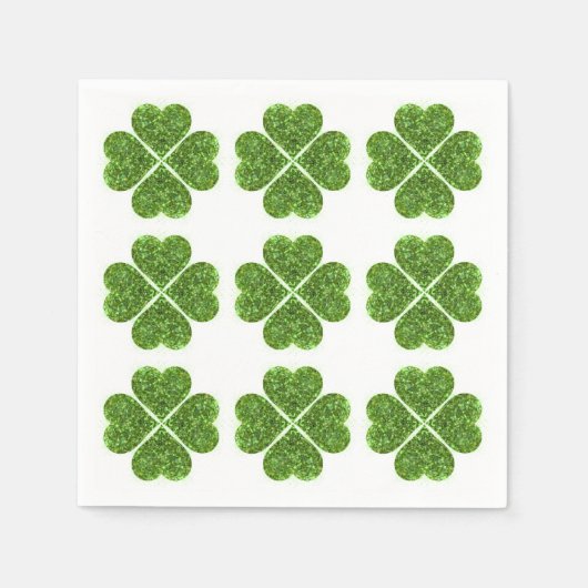 St. Patrick's Day, irisch grün glitzerndes Kleebla Serviette (Vorderseite)