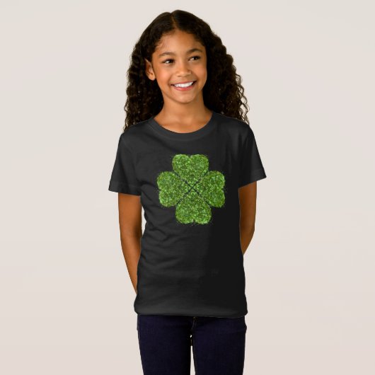 St. Patrick's Day, irisch grün glitzerndes Kleebla T-Shirt (Vorne ganz)