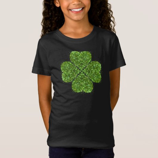 St. Patrick's Day, irisch grün glitzerndes Kleebla T-Shirt (Vorderseite)