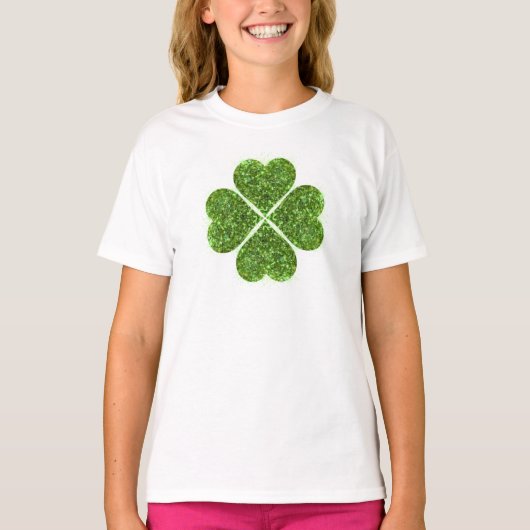 St. Patrick's Day, irisch grün glitzerndes Kleebla T-Shirt (Vorderseite)