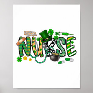 St. Patricks Day Irische Krankenschwester Shamrock Poster