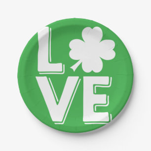 St. Patrick's Day Irische Liebe Grüner Shamrock Pappteller
