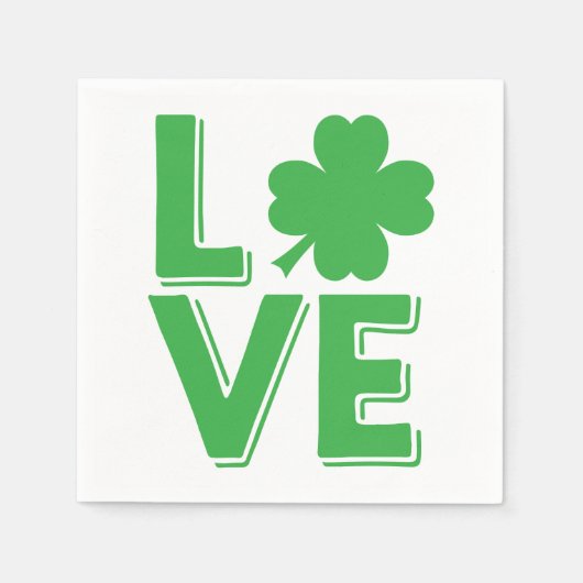 St. Patrick's Day Irische Liebe Grüner Shamrock Serviette (Vorderseite)