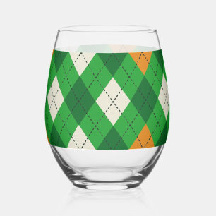 St. Patricks Day Irischer argylefarbener Mustersto Weinglas Ohne Stiel