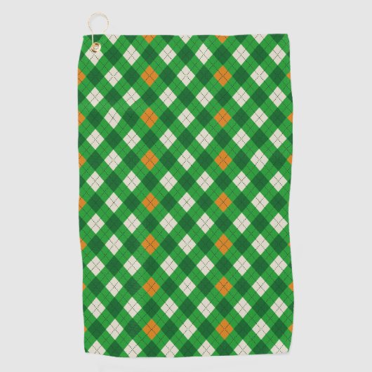 St. Patrick's Day Irischer karierter Argyles Golfhandtuch (Vorderseite)