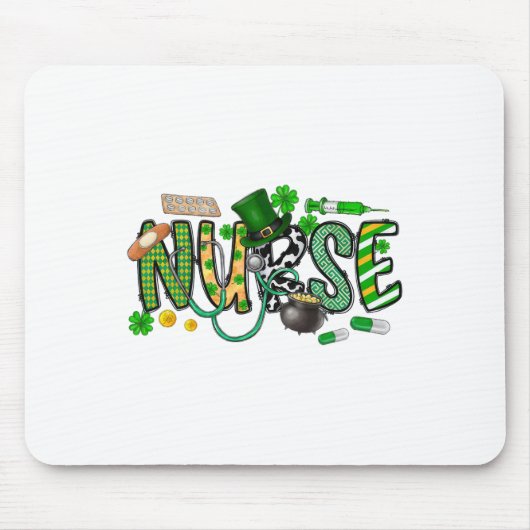 St. Patrick's Day Irischer Krankenpfleger Shamrock Mousepad (Vorne)