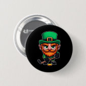 St. Patrick's Day Irischer Leprechaun Eishockeyspi Button (Vorne & Hinten)