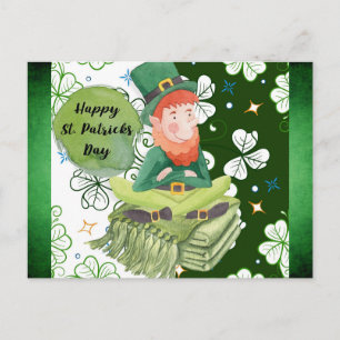 St. Patricks Day Irischer Leprechaun Shamrock Grün Postkarte