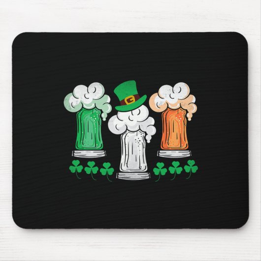 St Patricks Day Irisches Bier Irland Flagge Kleebl Mousepad (Vorne)