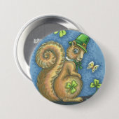 ST. PATRICK'S DAY IRISCHES EICHHÖRNCHEN KNOPF Rund Button (Vorne & Hinten)