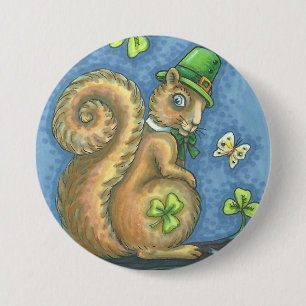 ST. PATRICK'S DAY IRISCHES EICHHÖRNCHEN KNOPF Rund Button