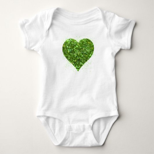 St. Patrick's Day, irisches, glitzerndes Herz Baby Strampler (Vorderseite)