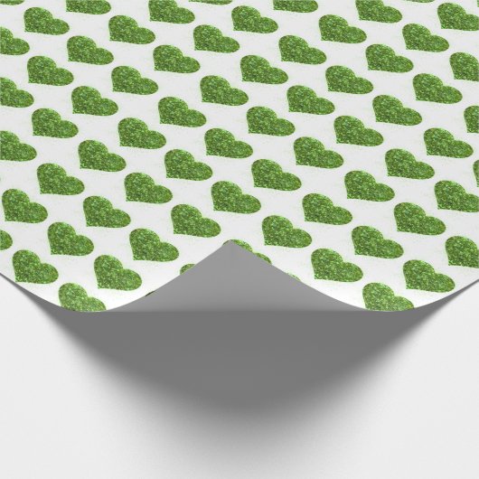 St. Patrick's Day, irisches, glitzerndes Herz Geschenkpapier (Ecke)