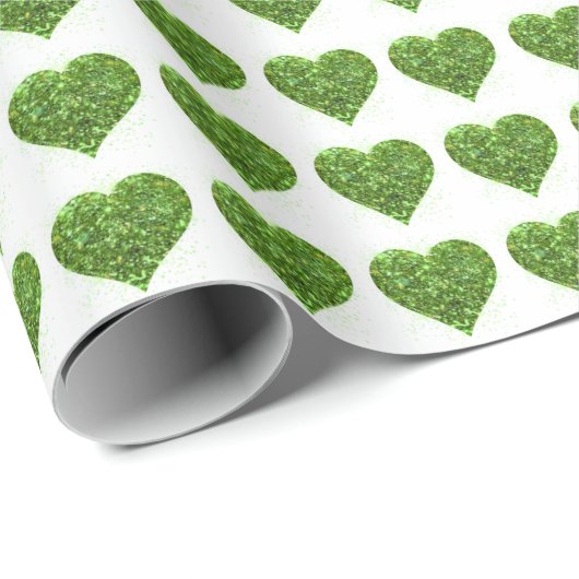 St. Patrick's Day, irisches, glitzerndes Herz Geschenkpapier (Rolleneckpunkt)