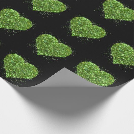 St. Patrick's Day, irisches, glitzerndes Herz Geschenkpapier (Ecke)