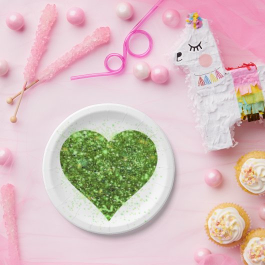 St. Patrick's Day, irisches, glitzerndes Herz Pappteller (Party)