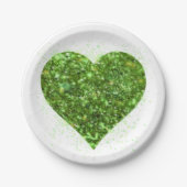 St. Patrick's Day, irisches, glitzerndes Herz Pappteller (Vorderseite)