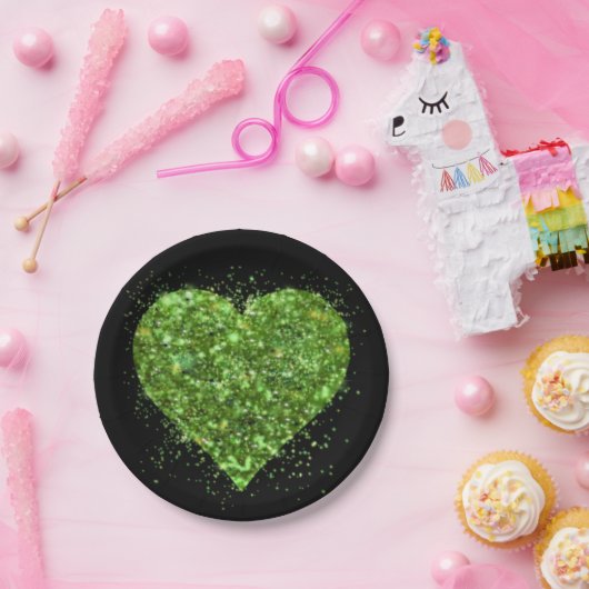 St. Patrick's Day, irisches, glitzerndes Herz Pappteller (Party)