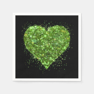 St. Patrick's Day, irisches, glitzerndes Herz Serviette