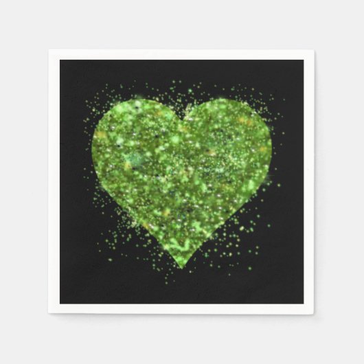 St. Patrick's Day, irisches, glitzerndes Herz Serviette (Vorderseite)