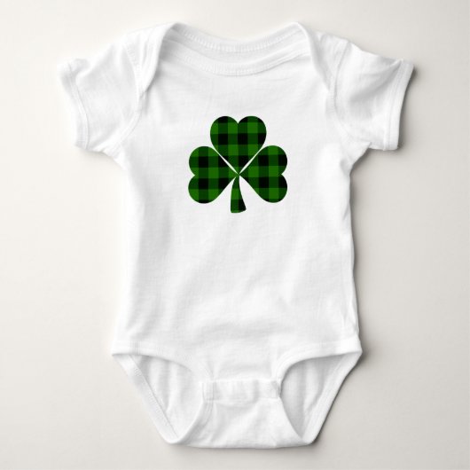 St. Patrick's Day, irisches kariertes Kleeblatt Baby Strampler (Vorderseite)