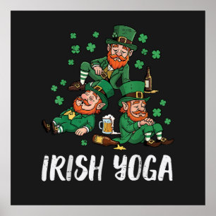 St Patricks Day Irisches Yoga Kobold Saint Paddys Poster