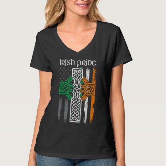 St Patricks Day Irish American Flag Celtic Tshirt (Vorderseite)