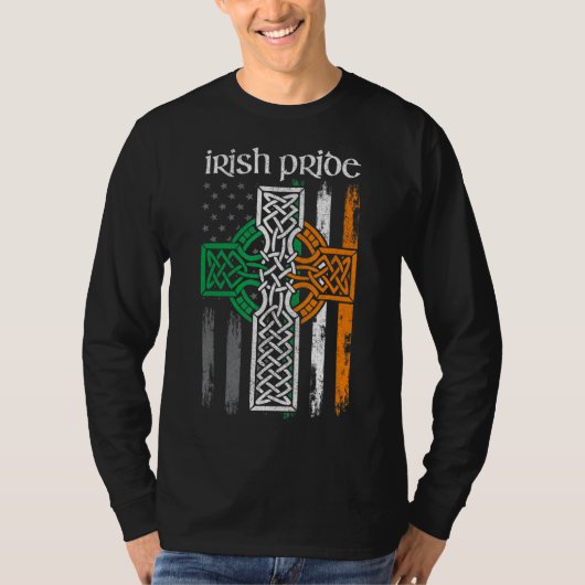 St Patricks Day Irish American Flag Celtic Tshirt (Vorderseite)