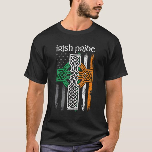 St Patricks Day Irish American Flag Celtic Tshirt (Vorderseite)