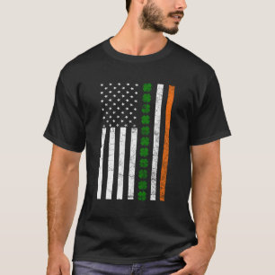 St Patricks Day Irish American Flag Ireland Shamro T-Shirt
