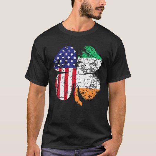 St Patrick's Day Irish American Flag Kleeblatt Ges T-Shirt (Vorderseite)