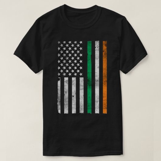 St Patricks Day Irish American Flag Kleeblatt T-Shirt (Design vorne)