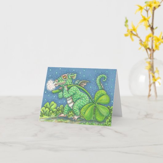 St Patricks Day IRISH BABY DRAGON NOTE CARD Blank Karte (Gelbe Blume)
