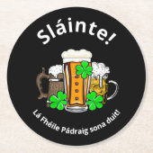 ST PATRICKS DAY Irish Bers Runder Pappuntersetzer (Vorderseite)