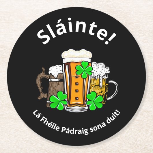 ST PATRICKS DAY Irish Bers Runder Pappuntersetzer (Vorderseite)