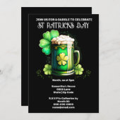St Patrick's Day Irish Bierleder mit Kleeblatt Einladung (Vorne/Hinten)