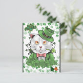 St. Patrick's Day Irish Cat Postcard Postkarte (Stehend Vorderseite)
