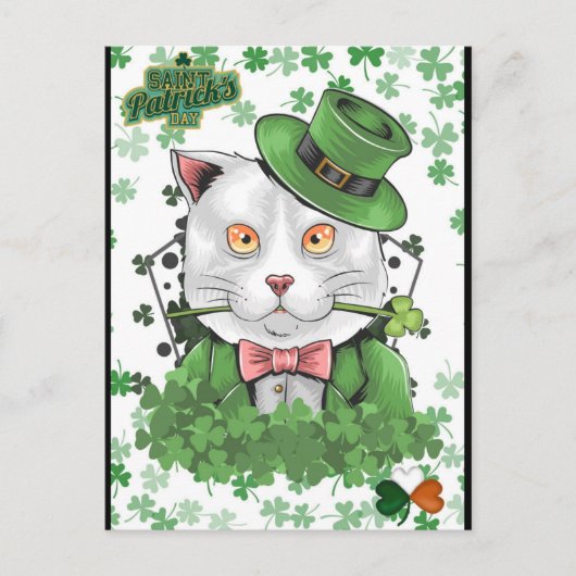 St. Patrick's Day Irish Cat Postcard Postkarte (Vorderseite)