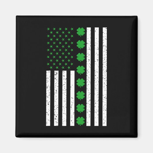 St Patricks Day Irish Clover American Flag Magnet (Vorne)