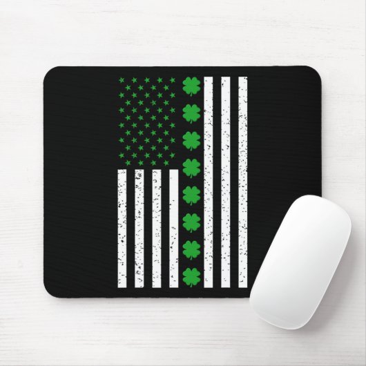 St Patricks Day Irish Clover American Flag Mousepad (Mit Mouse)