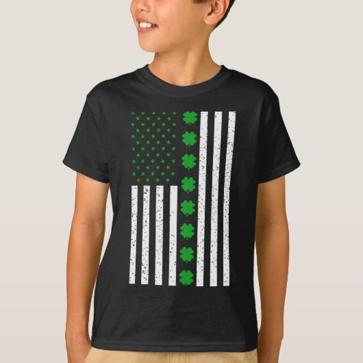 St Patricks Day Irish Clover American Flag T-Shirt (Vorderseite)