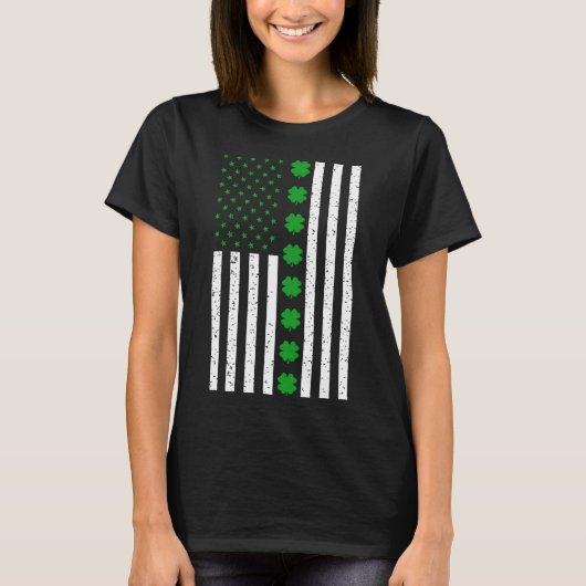 St Patricks Day Irish Clover American Flag T-Shirt (Vorderseite)