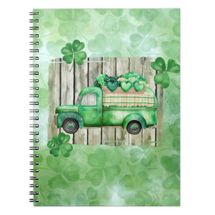 St. Patrick's Day Irish Clovers Vintag Truck Notizblock