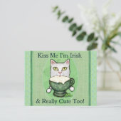 St. Patrick's Day Irish Coffee Cat Postkarte (Stehend Vorderseite)