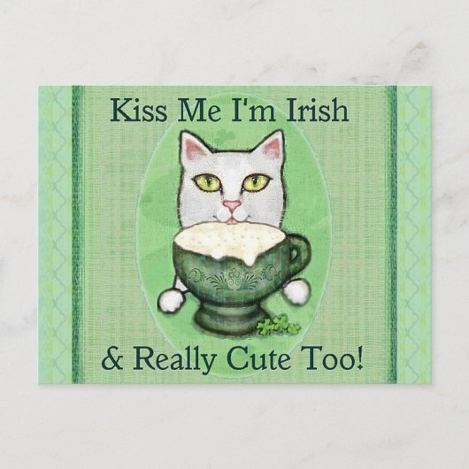 St. Patrick's Day Irish Coffee Cat Postkarte (Vorderseite)