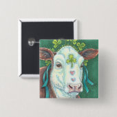 ST. PATRICK'S DAY IRISH COW BUTTON Square (Vorne & Hinten)