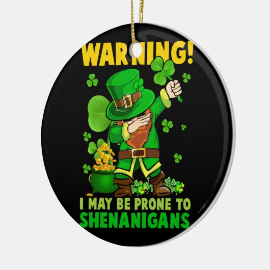 St Patricks Day Irish Dabbing Leprechaun St Patric Keramik Ornament (Links)