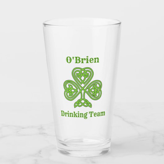 St Patricks Day Irish Drink Team Kleeblatt Glas (Vorderseite)