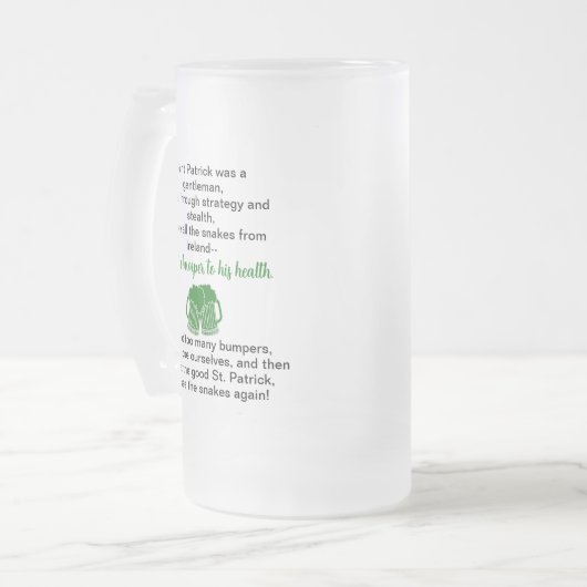 St. Patrick's Day Irish Drinking Toast Beer Tasse (Vorderseite Links)