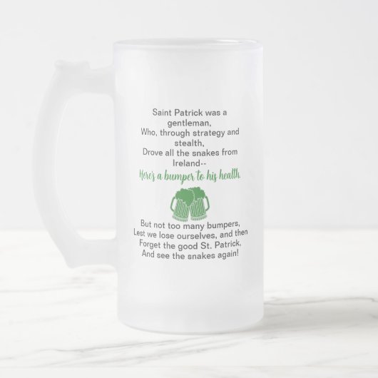 St. Patrick's Day Irish Drinking Toast Beer Tasse (Links)